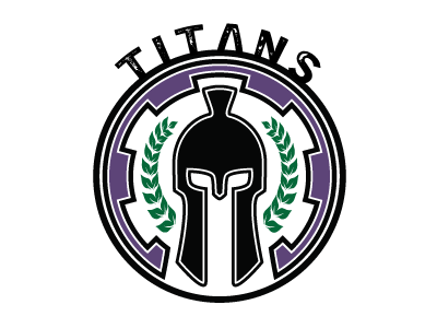 Titans circle emblem greek helmet leaves mark shield sign team titans