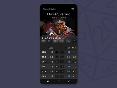 DnD Attribute Calculator calculator daily ui dailyui dailyui 004 dnd dungeons and dragons