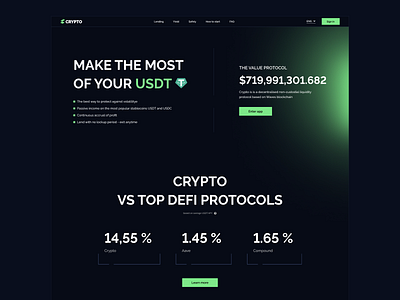 CRYPTO Landing Page Design crypto dark finance landing page webdesign