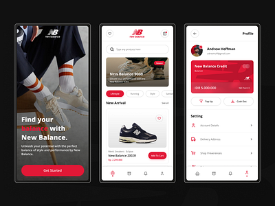 Shoes Store Mobile App - New Balance app branding design flat ui ux vector