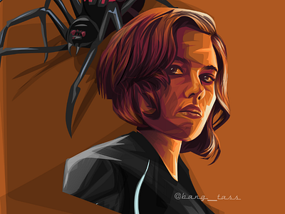 Black widow drawing vector vectorart vectordesign vectorilustraion vectorpotrait vectorstyle