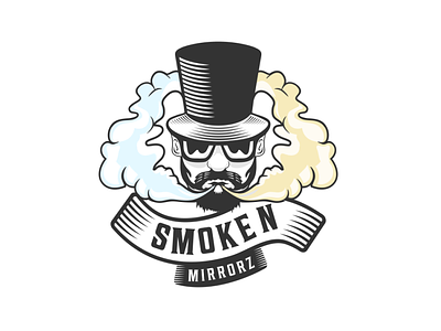 SMOKE n MIRRORZ LOGO animation graphic design logo person wearing magicians hat smoke