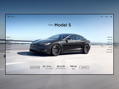 Tesla MODEL S minimal webdesign landingpage