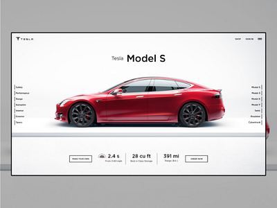Tesla Model S minimal webui design