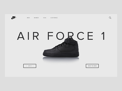 NIKE AF 1 Low minimal web ui design