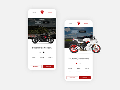 Ducati Application mobile ui product page ui design ux design