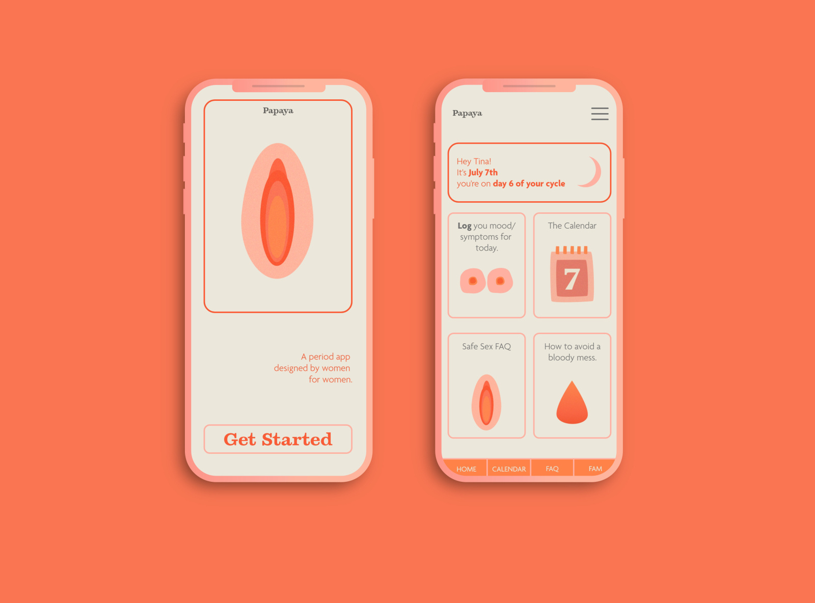 Papaya Period App by Alex Lyschyk on Dribbble