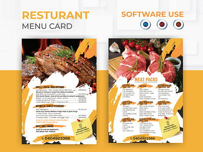 Restaurant menu card flyer design