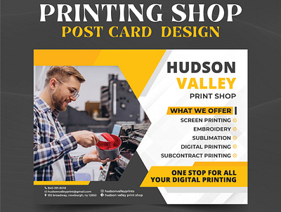 Printing shop postcard design branding business flyer corporate flyer design design event poster flyer design graphic design graphic designer illustration leaflet design logo postcard postcard design