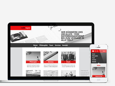 Responsive Web Design Rickli+Wyss brand design designer graphic minimalist mobile printer responsive web