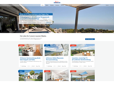 New website for Residence Immobilien blue design designer gill sans graphic icons modern red responsive usability web