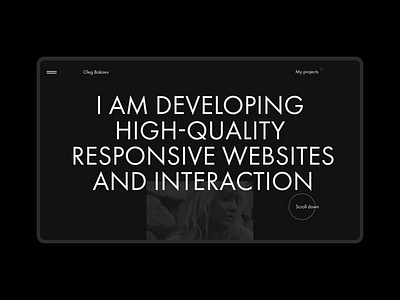 Developer portfolion website home page animation anim animated animation concept interaction interaction design minimal minimalistic motion promo typography ui web website
