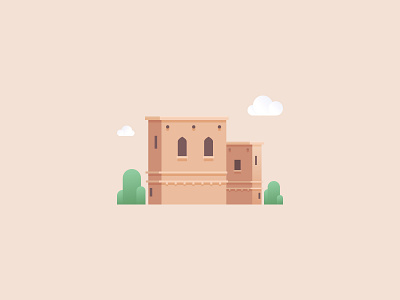 Desert castle placeholder ancient desert house illustration