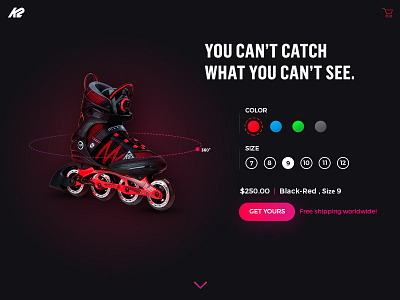 Landing Page into 360 cart dark fast homepage k2 landing page rollerblades shopping wheel