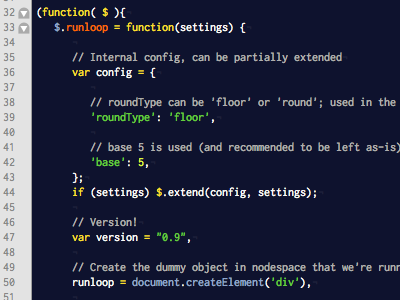 Runloop code javascript jquery plugin textmate