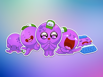 Ollie Color begging depressed emoticon japanese laughing ollie path play purple sick sticker taco