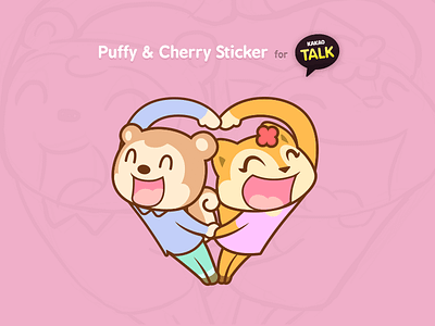 Puffy & Cherry Sticker for KakaoTalk character chat cute fox kakao squirrel sticker
