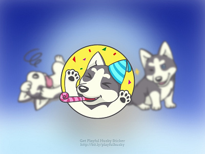 Playful Husky Sticker for LINE character chat cute husky illustration line puffy sticker