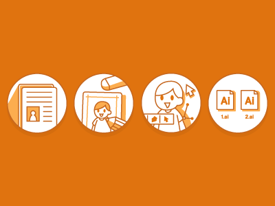 Design Process Icons character design icon illustration service simple