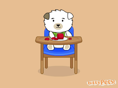Nomnomnomnom animation bittypets cute dog eat jelly pet