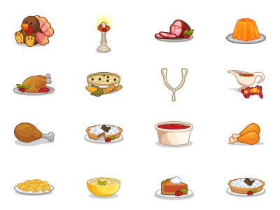 Thanksgiving Food and Props candle food icons pie plushie thanksgiving turkey wishbone
