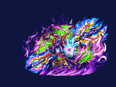 Deathless Hadaron animation brave frontier gif gumi mobile game pixel animation pixel art special effect sprites sword visual effect warrior