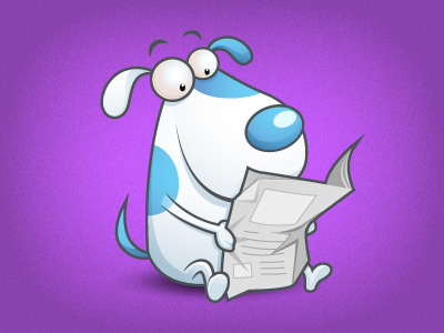 What's on The News? blue dog mascot newspaper