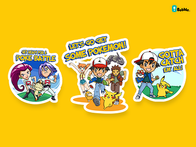 Gotta Catch'em Stickers ash bobble head bobbleapp cartoon character mobile app pikachu pokemon pokemon go stickers