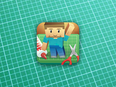 Minecraft Papercraft App Icon 57 digital clean clever cutting mat good icon idea ios mark minecraft mobile app papercraft