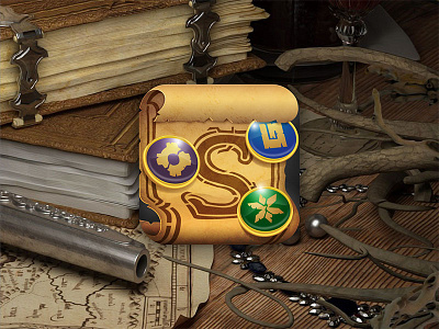 Scroll Explorer App Icon 57 digital app compass explorer icon ios iphone maps minecraft mobile pirate scroll