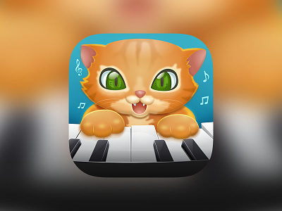 Cat Piano Icon branding cat cute good icon illustration music piano retina simple ui ux