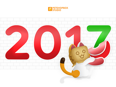2017! 2016 2017 cat character greeting card happy new year mascot new puss sticker
