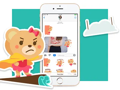 Bearelina ballerina ballet bear bearelina character colorful cute expression imessage ip petshopbox sticker