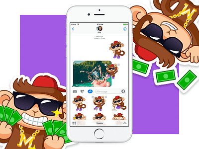 Swaggy animal character imessage iphone money monkey petshopbox rich sticker sunglasses swag swaggy