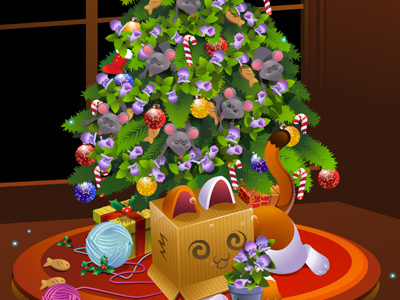 Puss In Box Christmas brow cat cat toys catnip christmas christmas tree gift mouse puss puss in box rat tree
