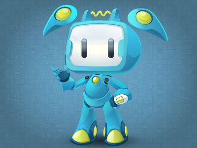 Themes Robot blue character design mascot robot theme wordpress