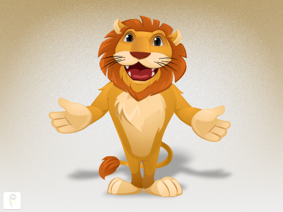 Welcome! animal brown cartoon character design greeting happy lion mascot orange