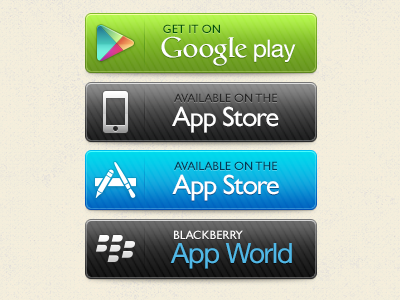 Multiplatform App Store Buttons amazon android app app store app world blackberry button google google play ios mac app store store