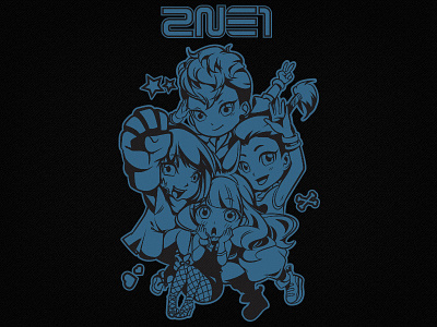 2NE1 Fan Art 2ne1 balck blue girl band korean music south korea tshirt