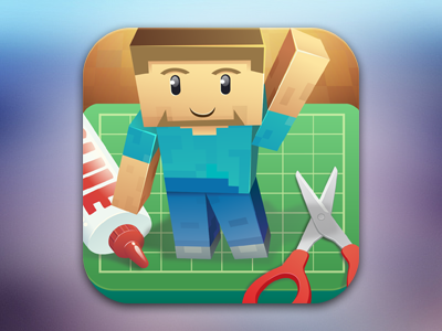 Minecraft Papercraft Icon blue box game green icon ios minecraft papercraft