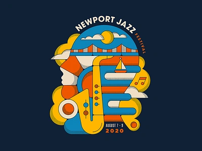 Newport Jazz Festival 60s 70s color festival illustration jazz music retro shapes vintage