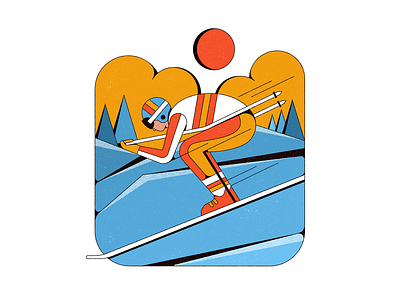 Zoom illustration mountains olympics retro shapes skiing sports vintage winter winter sports