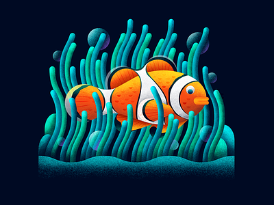 The Clown Fish coral fish geometric illustration shading shapes texture
