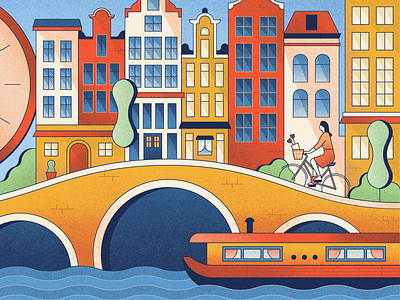 British Airways High Life - Amsterdam amsterdam bicycle europe houses illustration vintage