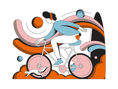 Cycle Flow abstract bicycle color fun illustration psychedelic retro shapes vintage