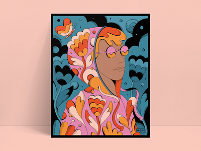 Flower Boy abstract colorful floral illustration psychedelic retro shapes vintage