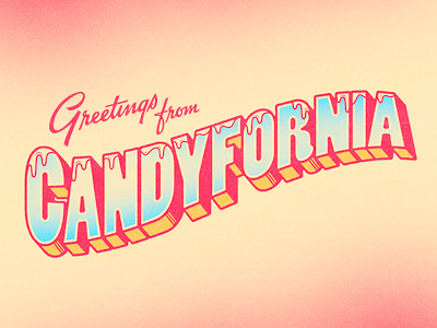 Candyfornia 3d california candy dreamy greeting postcard type vintage