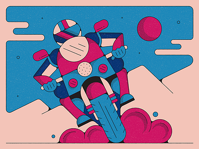 Retro Cycle driving geometric illustration monoline motorcycle psychedelic retro vintage