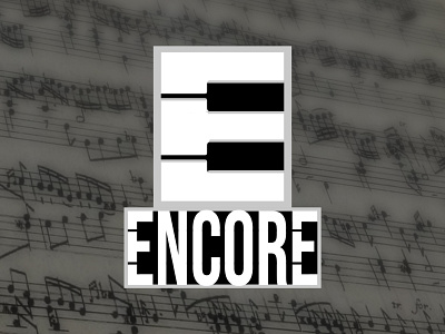 Encore branding design flat illustration logo logo design music player notes piano keys piano logo sheet music