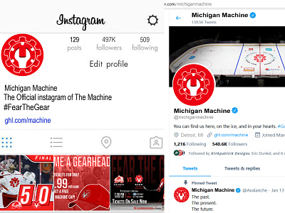 Michigan Machine Social Media branding design detroit flat illustration instagram logo logo design machine michigan twitter